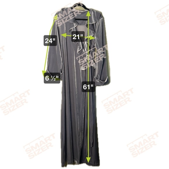 Velour Robe Full Length Belted 4 Way Stretch - Picture 3 of 10